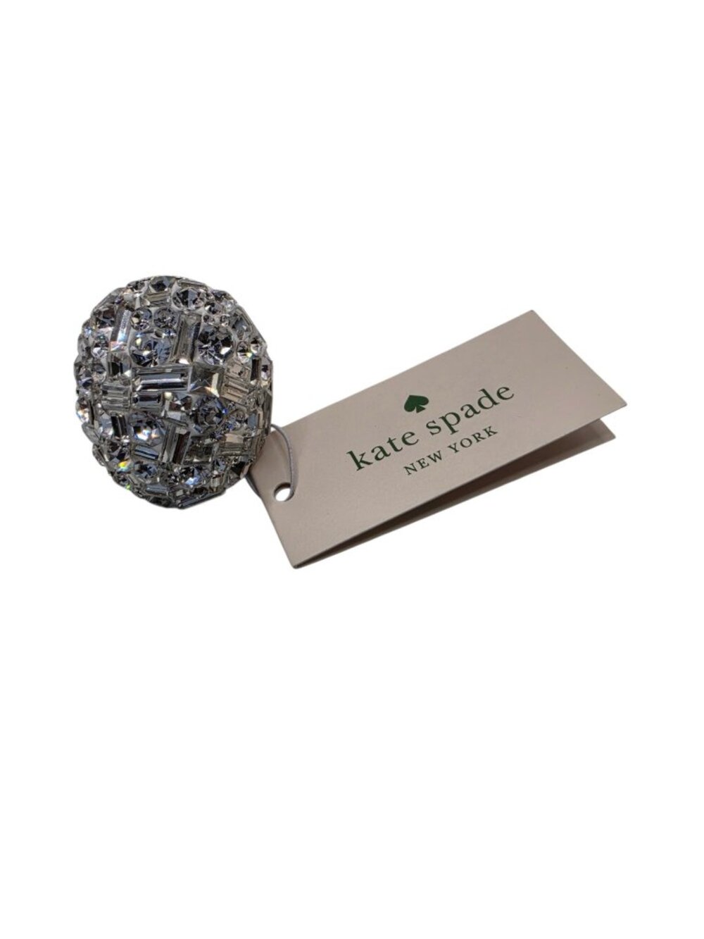 NWT Kate Spade Oversized Crystal Cocktail Ring Size 7 Silver Statement